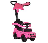 Porteur Enfants HOMCOM Voiture Enfant Multi-équipée 12-36 Mois klaxon Marche-Pieds, Garde-Corps et ombrelle Rose