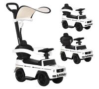 Porteur enfants voiture enfant multi-équipée 12-36 mois klaxon marche-pieds, garde-corps et ombrelle blanc