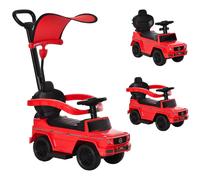 Porteur enfants voiture enfant multi-équipée 12-36 mois klaxon marche-pieds, garde-corps et ombrelle rouge