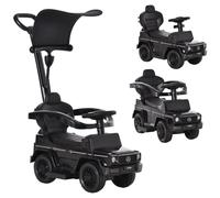 Porteur enfants voiture enfant multi-équipée 12-36 mois klaxon marche-pieds, garde-corps et ombrelle noir