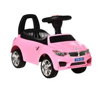 Porteur enfants voiture - HOMCOM - coffre à jouets, klaxon, phares et musique - PP et métal - 63,5 x 28 x 36 cm - rose