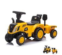 Porteur Tracteur Enfant Caterpillar (CAT) avec Remorque - Licence Officielle 1 à 3 ans - Jaune - Klaxon & Accessoires - 25 kg max