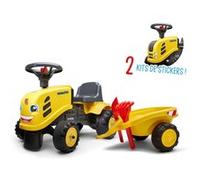 FALK - Porteur chantier Komatsu avec remorque - Dès 12 mois - Fabriqué en France - pelle et râteau inclus - 2 styles de personnalisation - Plaque d'immatriculation personnalisable - 286C