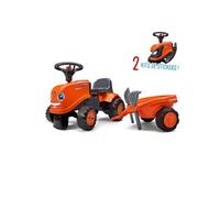 Porteur tracteur Kubota avec remorque - pelle et rateau - Orange