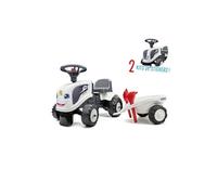 Porteur tracteur Valtra avec remorque - pelle et rateau - Blanc