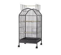 Porteurs d'oiseaux en Fer forgé Massif Cage sur Roues Grandes birdcages de Perroquet Cage de vol Durable en Plein air Cage d'oiseaux (Noir b)