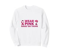 Portez du Rose et Faites réfléchir : Inspiration pour la Sensibilisation au Cancer Sweatshirt, Unisexe pour Adultes, Blanc, L