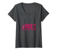 Portez du Rose et Faites réfléchir : Inspiration pour la Sensibilisation au Cancer T-Shirt avec Col en V, Femme, Chiné Foncé, XL