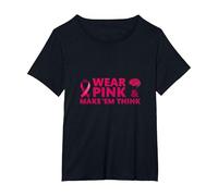 Portez du Rose et Faites réfléchir : Inspiration pour la Sensibilisation au Cancer T-Shirt, Femme Grandes Tailles, Noir, 6X