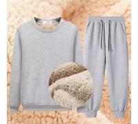 Portez-le à votre façon, notre ensemble pantalon et pull flexible fabriqué à partir d'un mélange de mouton en peluche est parfait toute l'année (gris clair)