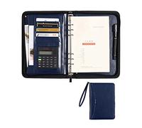 Portfolio A5 Porte Document Conference Folder Multifonctionnel Portefeuille Dossier Avec Blocnotes Et Calculatrice Pour Femmes Hommes Réunion Bureau(Blue)