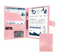 Portfolio A5 Porte Document Mallette Organiseur de Conférence pour Bureaux, Écoles et salles de Réunion Rose