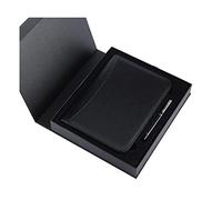 Portfolio A5 Porte Documents En Cuir Multifonctionnel Folder Avec Fermeture Éclair Dossier De Conférence Avec Blocnotes Et Calculatrice Pour Femmes Hommes(Black)