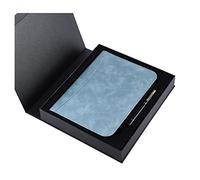 Portfolio A5 Porte Documents En Cuir Multifonctionnel Folder Avec Fermeture Éclair Dossier De Conférence Avec Blocnotes Et Calculatrice Pour Femmes Hommes(Blue 1)