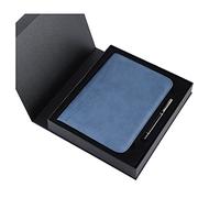 Portfolio A5 Porte Documents En Cuir Multifonctionnel Folder Avec Fermeture Éclair Dossier De Conférence Avec Blocnotes Et Calculatrice Pour Femmes Hommes(Blue 2)
