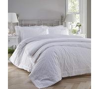 Portfolio Balmoral Parure de lit avec Housse de Couette Broderie Anglaise Blanc Simple