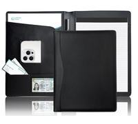 Portfolio en Cuir PU A4 Porte Documents Pratique Porte Bloc Leather Organisateur Multi-poches avec tablette magazine stylos pour Bureau Agenda Conférence Cadeau Femme