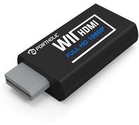 PORTHOLIC Convertisseur Wii vers HDMI 1080p pour appareil Full HD, adaptateur Wii HDMI avec prise audio 3,5 mm et sortie HDMI compatible avec Wii, Wii U, HDTV, moniteur, prend en charge les modes