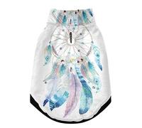 Portia Attrape-rêves indien bohémien pour animal domestique avec plumes turquoises et trous de suspension, coupe-vent en polaire extra chaude pour chien et chat - Vêtements pour temps froid XXS