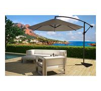 CONCEPT USINE | Parasol Déporté Rond Inclinable Ø 3 m Porticcio Gris | Plage Balcon de Jardin | Baleines Armature Pieds en Acier | 100% Polyester | Réglable en Hauteur | Protection UV 50+ Waterproof