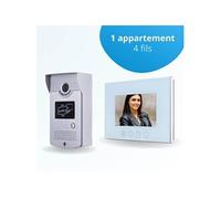 Portier interphone vidéo cards 4 fils - 1 écran blanc 7" - avec mémoire photos - avec lecteur de badge