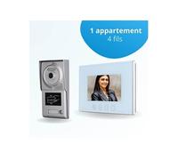 Portier interphone vidéo classic 4 fils - 1 appartement - 1 écran blanc 7" - avec mémoire photos - avec lecteur de badge