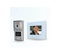 Portier interphone vidéo classic 4 fils pour 2 entrées - 1 appartement - 2 platines - 1 écran blanc 7" - avec mémoire photos - avec lecteur de badge