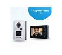 Portier interphone vidéo modern 2 fils - 1 appartement - 1 écran noir - avec lecteur de badge