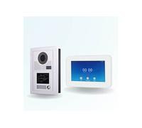 Portier interphone vidéo modern 2 fils - 1 appartement - 1 écran tactile connecté 7" blanc - avec lecteur de badge