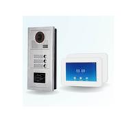 Portier interphone vidéo modern 2 fils - 2 appartements - 2 écrans tactiles connectés 7" blanc - avec lecteur de badge