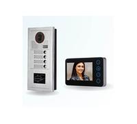 Portier interphone vidéo modern 2 fils - 4 appartements - 4 écrans noirs - avec lecteur de badge