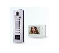 Portier interphone vidéo modern 2 fils - 8 appartements - 8 écrans blancs - avec lecteur de badge