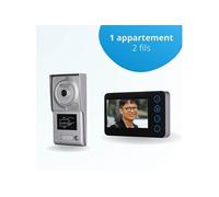 Portier interphone vidéo neo 2 fils - 1 appartement - 1 écran noir - avec lecteur de badge