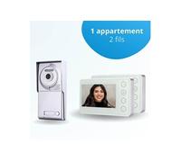 Portier interphone vidéo neo 2 fils - 1 appartement - 2 écrans blancs