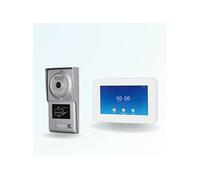 Portier interphone vidéo neo 2 fils pour 2 entrées - 1 appartement - 2 platines - 1 écran tactile connecté 7" blanc - avec lecteur de badge