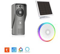 KYF visiophone Wi-Fi rechargeable avec panneau solaire, carillon intérieur et carte SD 16 Go
