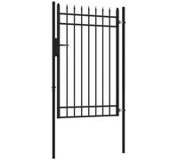 Outsunny Portillon de jardin en acier galvanisé 107 x 204 cm portail de jardin avec serrure, clés et poignée, décoration en flèche, portillon de patio extérieur, noir