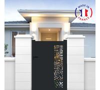 Portillon alu découpe laser en kit Dimensions L.1000 (entre piliers) x H.1500 mm Gris (7016)