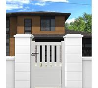 Portillon aluminium battant de jardin pas cher semi-ajouré 1M30X1M (BLANC RAL 9010)