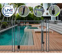 Portillon automatique SECURIPOOL 130cm Gris Anthracite fixations 16mm NF P90-306 barrière piscine démontable