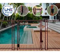 Portillon automatique SECURIPOOL 130cm Marron Chocolat fixations 16mm NF P90-306 barrière piscine démontable