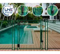 Portillon automatique SECURIPOOL 130cm Vert fixations 16mm NF P90-306 barrière piscine démontable