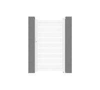 Vente-unique - Portillon battant aluminium ajouré L103 x H180 cm blanc - PRIMO