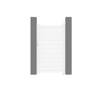 EXPERTLAND - Portillon battant aluminium persienné L103 x H180 cm blanc - VIAZO