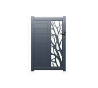 Portillon battant aluminium semi ajouré à motifs L105 x H172 cm anthracite LABRIT II