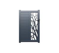Vente-unique - Portillon battant aluminium semi ajouré à motifs L105 x H187 cm anthracite LABRIT II