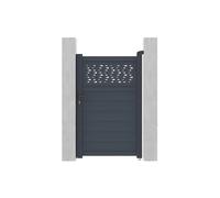 Portillon battant aluminium semi plein à motifs L103 x H166 cm anthracite - BAZIO
