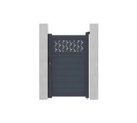 Portillon battant aluminium semi plein à motifs L103 x H166 cm anthracite - BAZIO