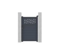 Portillon battant aluminium semi plein à motifs L103 x H166 cm anthracite - BAZIO