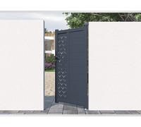Portillon battant aluminium semi plein à motifs L103 x H180 cm anthracite GREGOR